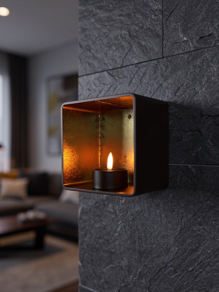 Eleganter Kerzenhalter aus Stahl - Wand & Stand 10x10cm