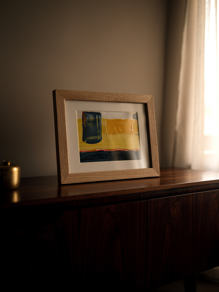 Abstraktes Gemälde mit Tiefe 30x20cm gerahmt