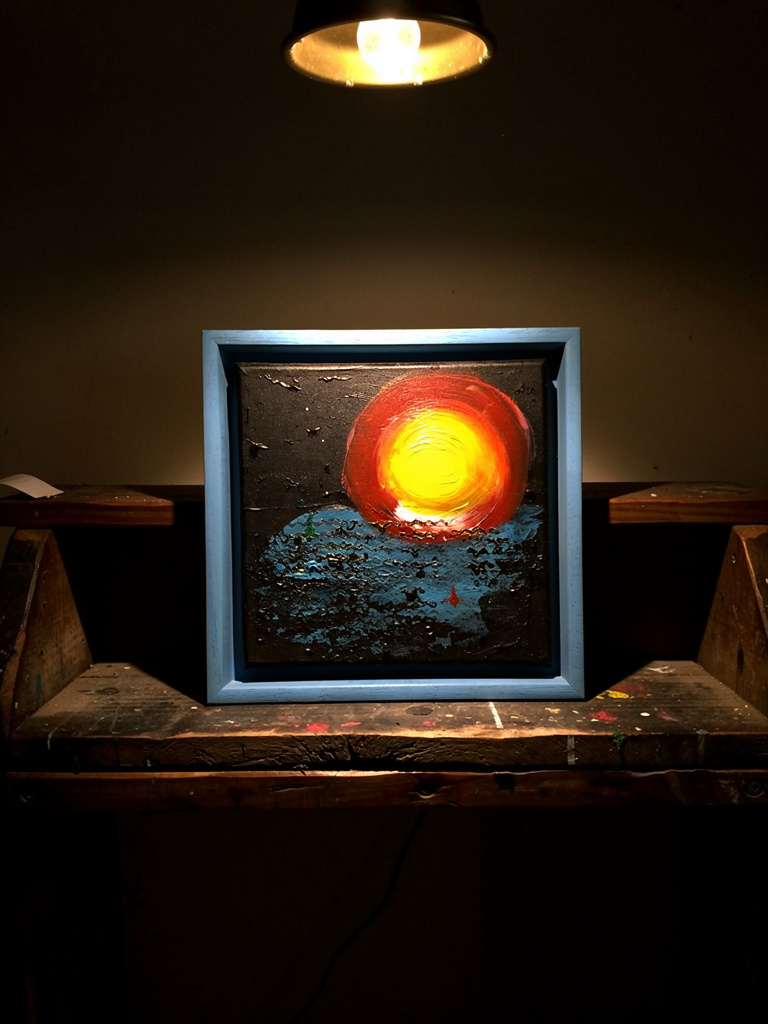 Abstraktes Bild - Intensive Sonne am dunklen Tag 30x20cm