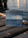 Gemälde - Segelboot am hellen Horizont 30x20cm